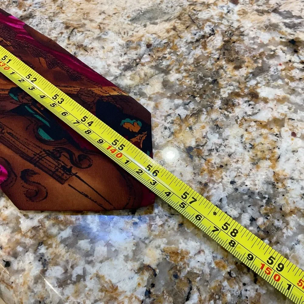 VTG Music Theme silk Necktie Mens Novelty Tie Teacher Musician Jazz Art